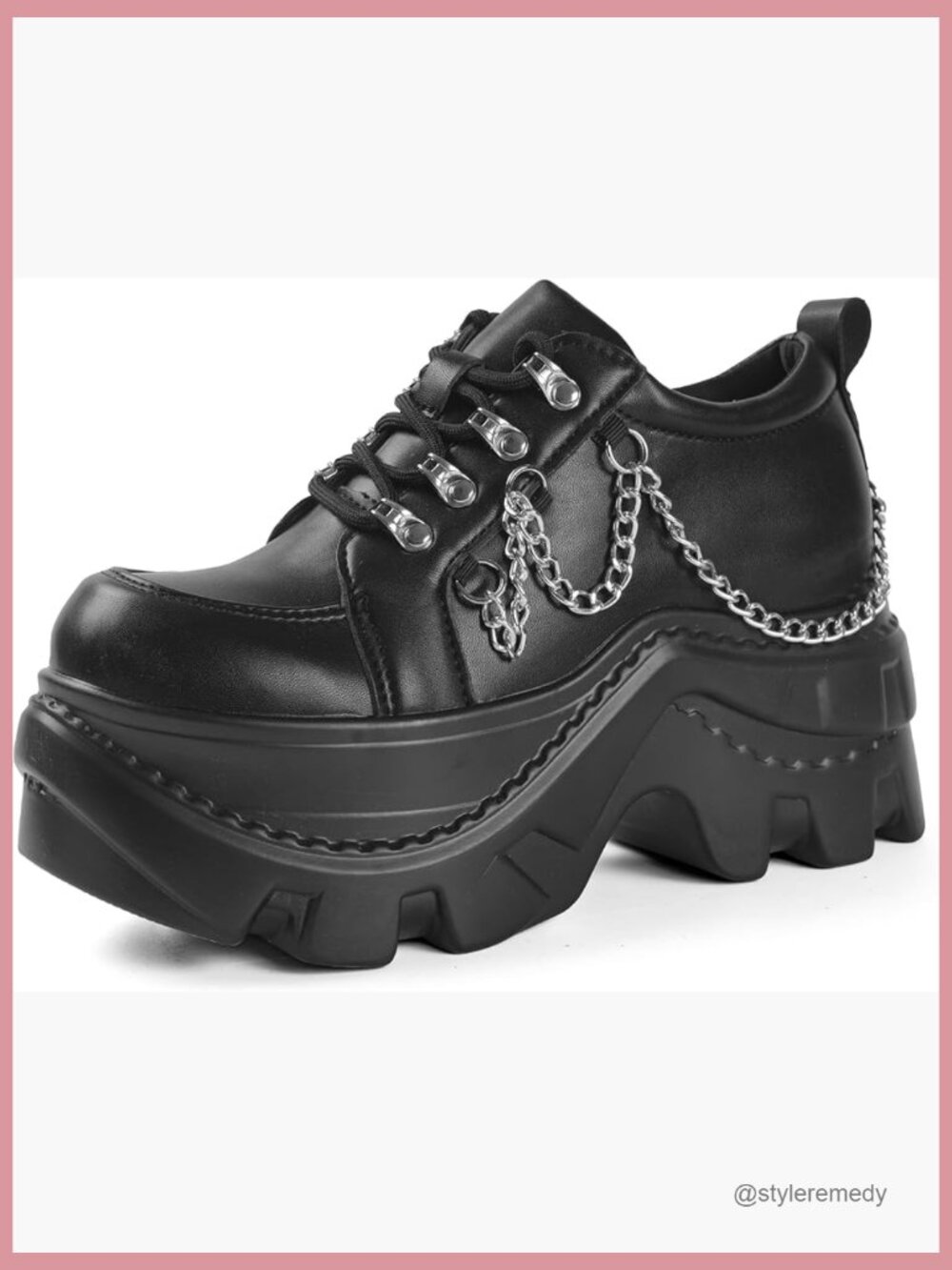 Platform Wedge Sneakers Chunky Y2K Fashion Lace Up Faux Leather Comfort Heels - Picture 1 of 7